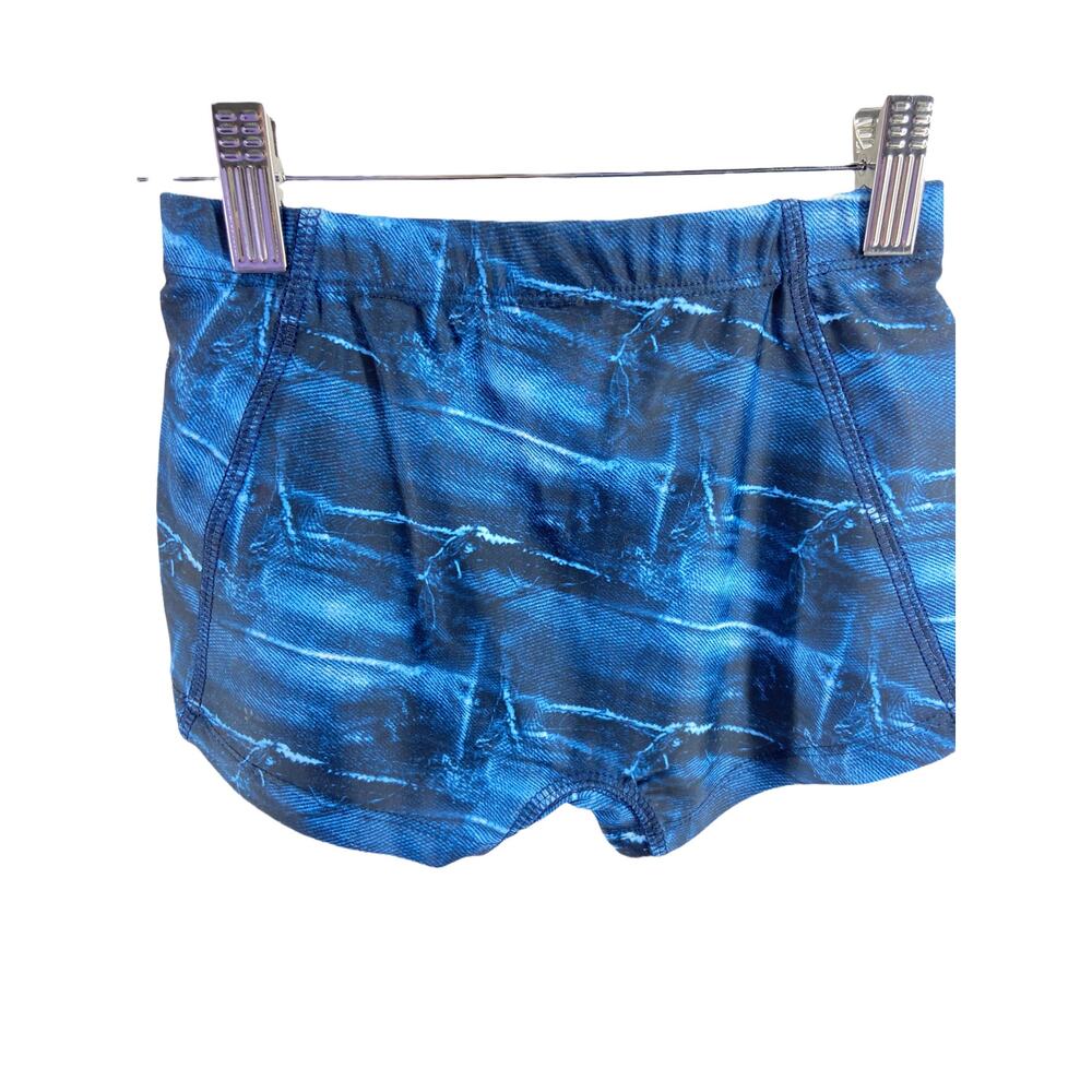 Crazy Pants Girls' Multi-Tone Blue Print Athletic Bike Shorts Youth Size Medium